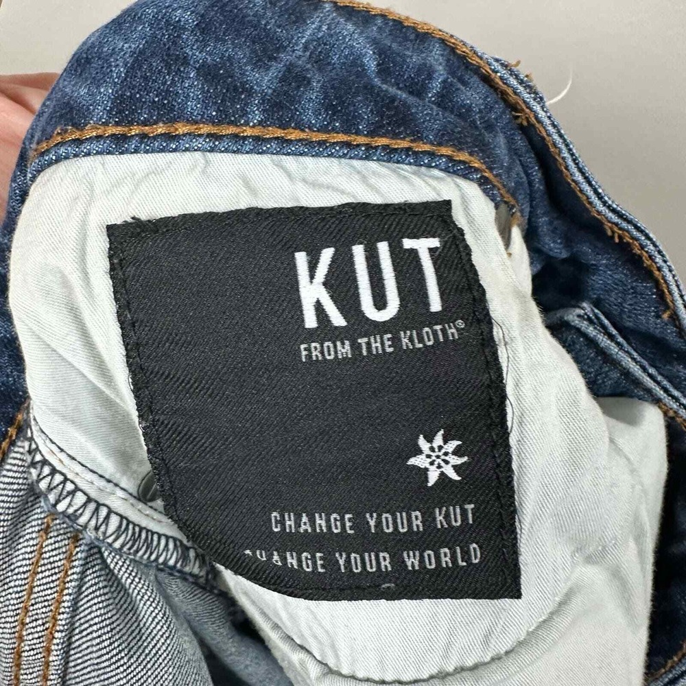 KUT From The Kloth Catherine Boyfriend Jeans Distressed Blue Wash Size 8 - Picture 3 of 5